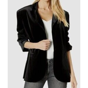 Norma Kamali Boyfriend Blazer Ponte Black One Button Shoulder Pads Women's 12